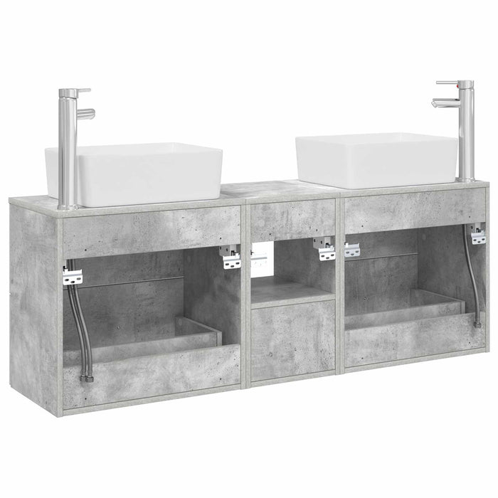 Set dulap baie 3 buc. Gri Beton 53 x 34,5 x 63 cm WALTI