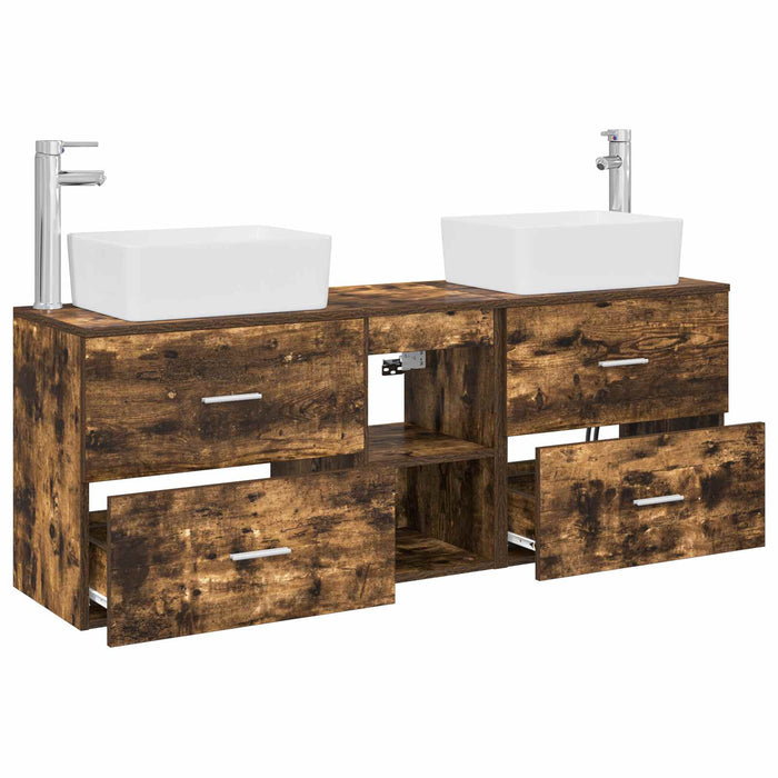 Set dulap baie 3 buc. Stejar fumuriu 53 x 34,5 x 63 cm WALTI