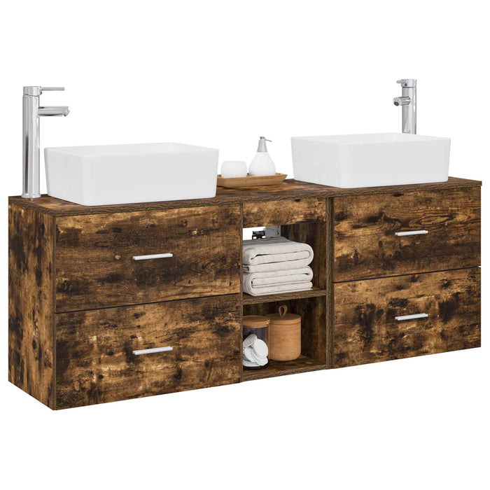 Set dulap baie 3 buc. Stejar fumuriu 53 x 34,5 x 63 cm WALTI