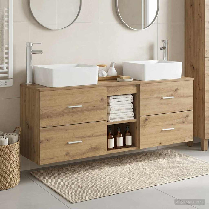 Set dulap baie 3 buc. Stejar Artizanal 53 x 34,5 x 63 cm WALTI