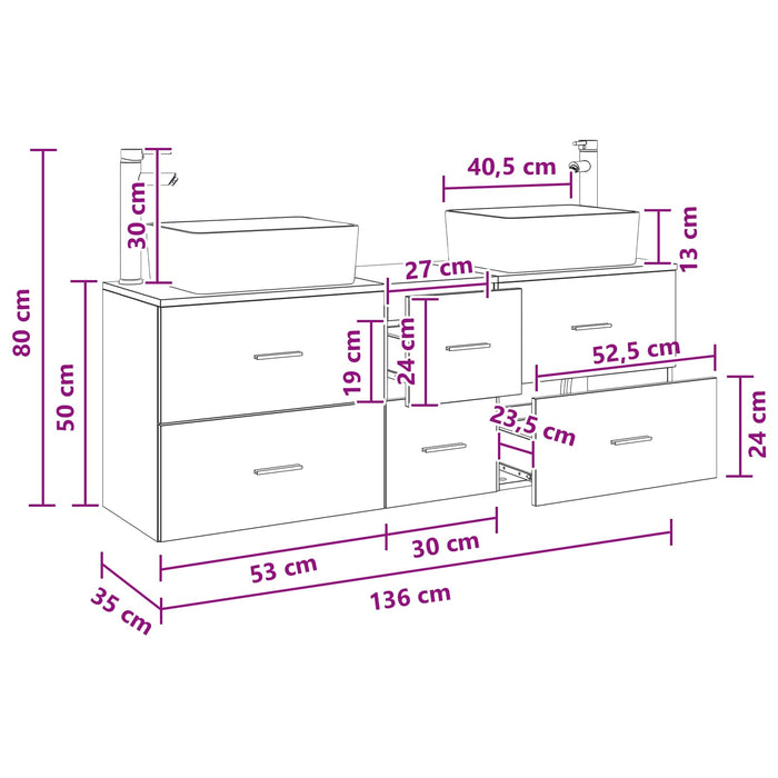Set dulap baie 3 buc. Alb 53 x 34,5 x 63 cm Lemn prelucrat WALTI