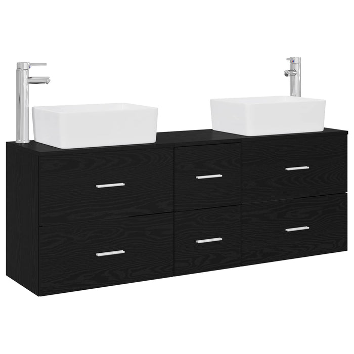 Set dulap baie 3 buc. Negru 53 x 34,5 x 63 cm Lemn prelucrat WALTI