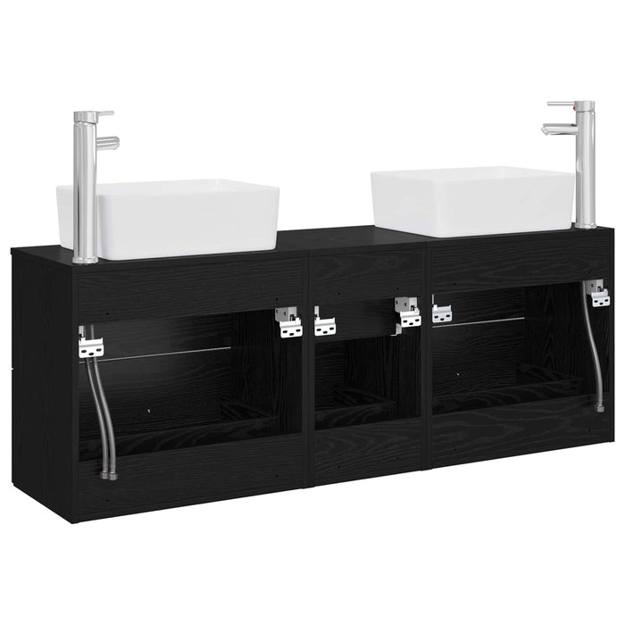Set dulap baie 3 buc. Negru 53 x 34,5 x 63 cm Lemn prelucrat WALTI