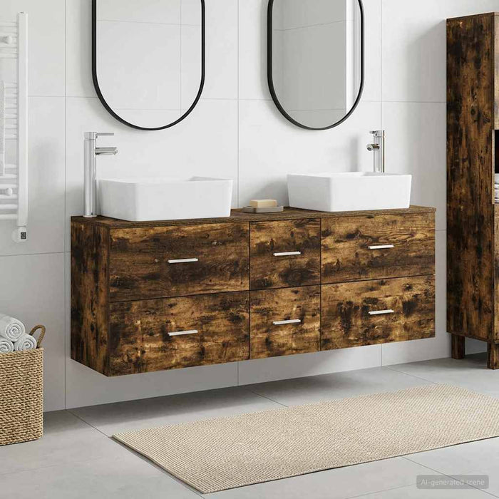 Set dulap baie 3 buc. Stejar fumuriu 53 x 34,5 x 63 cm WALTI