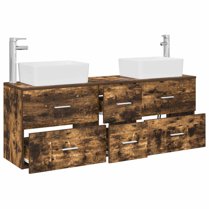Set dulap baie 3 buc. Stejar fumuriu 53 x 34,5 x 63 cm WALTI