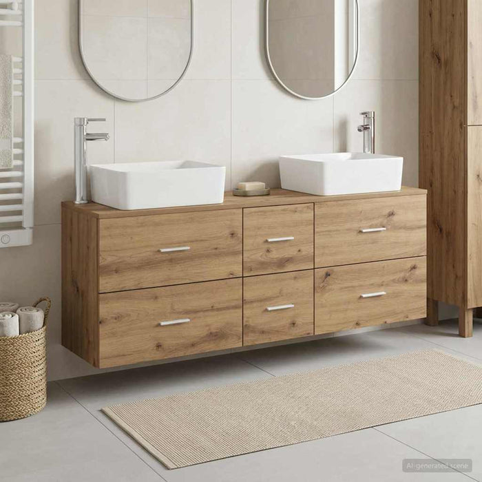 Set dulap baie 3 buc. Stejar Artizanal 53 x 34,5 x 63 cm WALTI