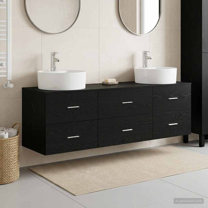 Set dulap baie 3 buc. Negru 62,5 x 44,5 x 50 cm Lemn prelucrat WALTI