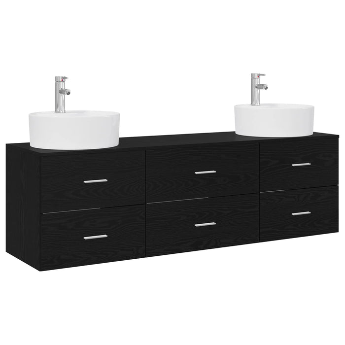 Set dulap baie 3 buc. Negru 62,5 x 44,5 x 50 cm Lemn prelucrat WALTI