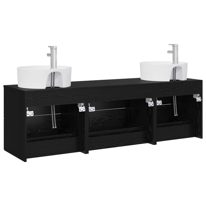 Set dulap baie 3 buc. Negru 62,5 x 44,5 x 50 cm Lemn prelucrat WALTI