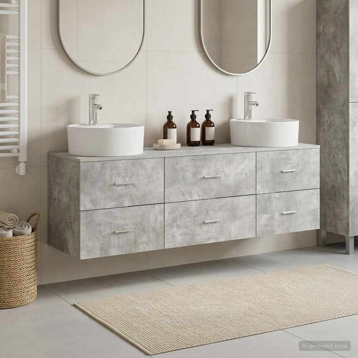 Set dulap baie 3 buc. Gri Beton 62,5 x 44,5 x 50 cm WALTI