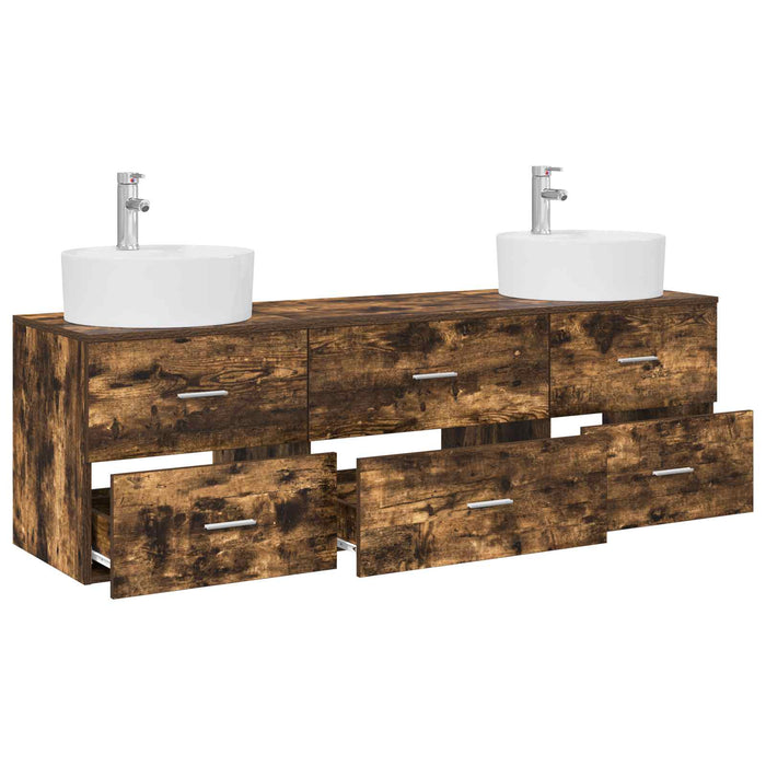 Set dulap baie 3 buc. Stejar fumuriu 62,5 x 44,5 x 50 cm WALTI