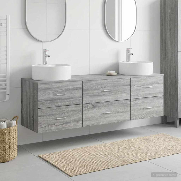 Set dulap baie 3 buc. Sonoma gri 62,5 x 44,5 x 50 cm WALTI