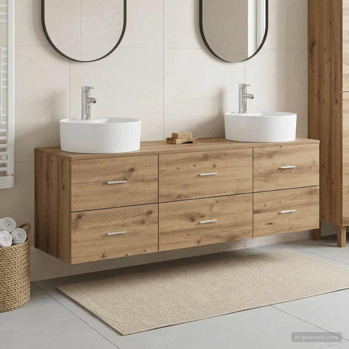Set dulap baie 3 buc. Stejar Artizanal 62,5 x 44,5 x 50 cm WALTI