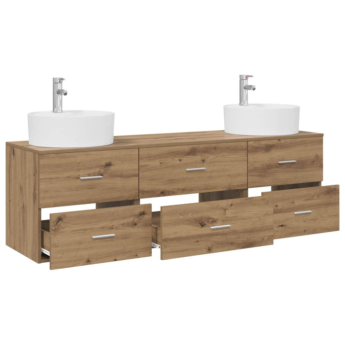 Set dulap baie 3 buc. Stejar Artizanal 62,5 x 44,5 x 50 cm WALTI