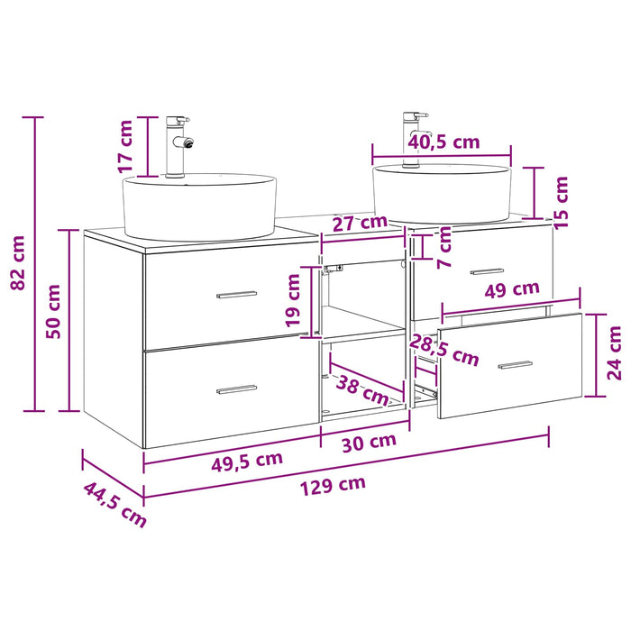 Set dulap baie 3 buc. Alb 49,5 x 44,5 x 65 cm Lemn prelucrat WALTI