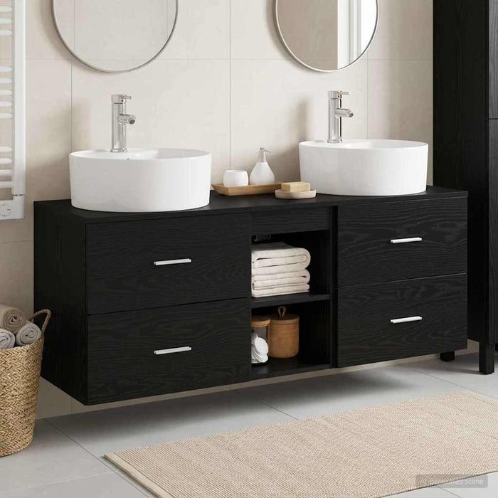 Set dulap baie 3 buc. Negru 49,5 x 44,5 x 65 cm Lemn prelucrat WALTI