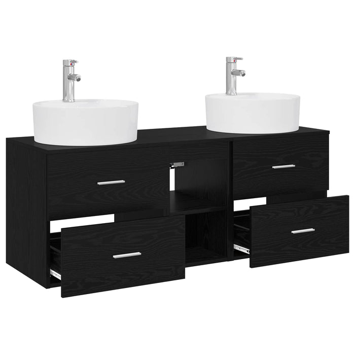 Set dulap baie 3 buc. Negru 49,5 x 44,5 x 65 cm Lemn prelucrat WALTI