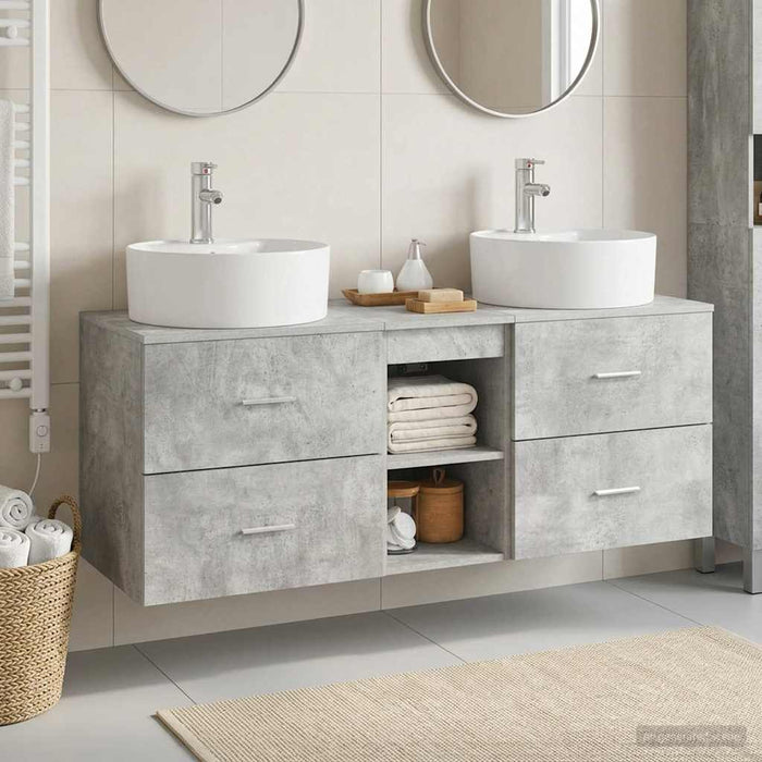 Set dulap baie 3 buc. Gri Beton 49,5 x 44,5 x 65 cm WALTI