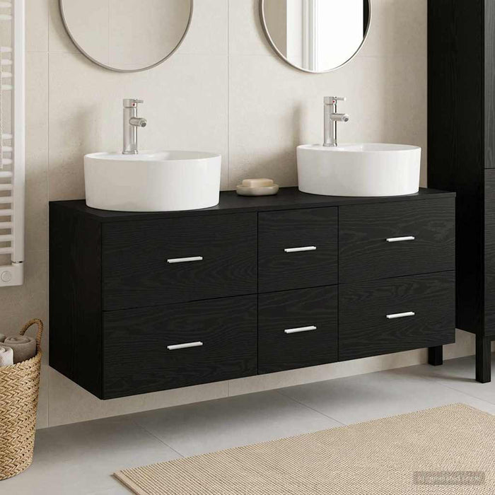 Set de mobilier pentru baie 3 buc. Negru 49,5 x 44,5 x 65 cm WALTI
