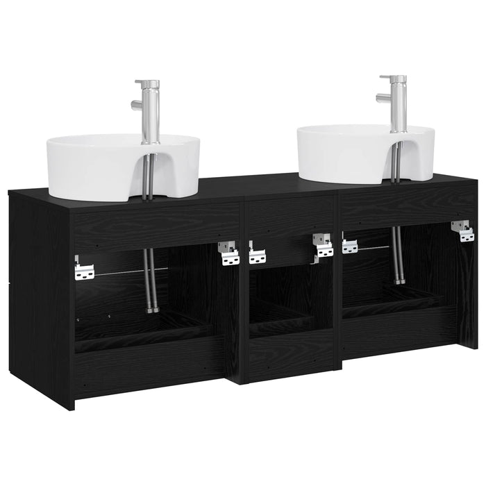 Set de mobilier pentru baie 3 buc. Negru 49,5 x 44,5 x 65 cm WALTI