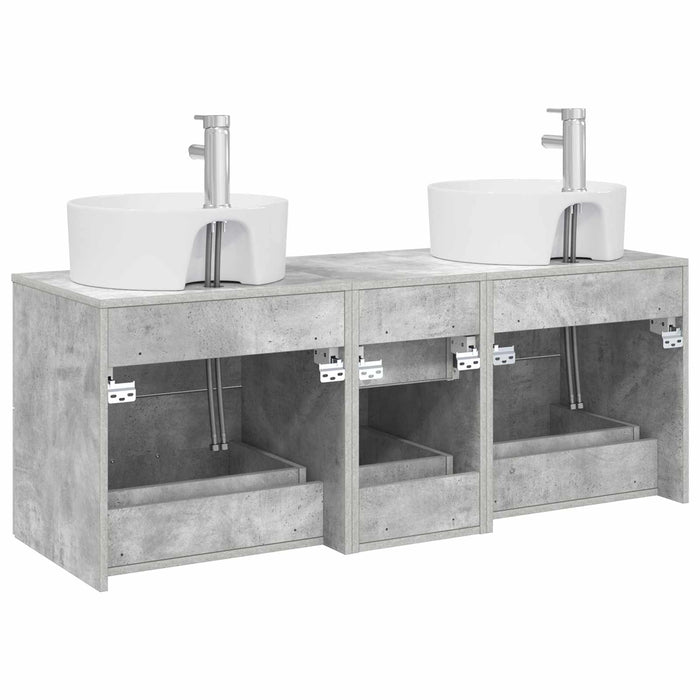 Set de mobilier pentru baie 3 buc. Gri Beton WALTI