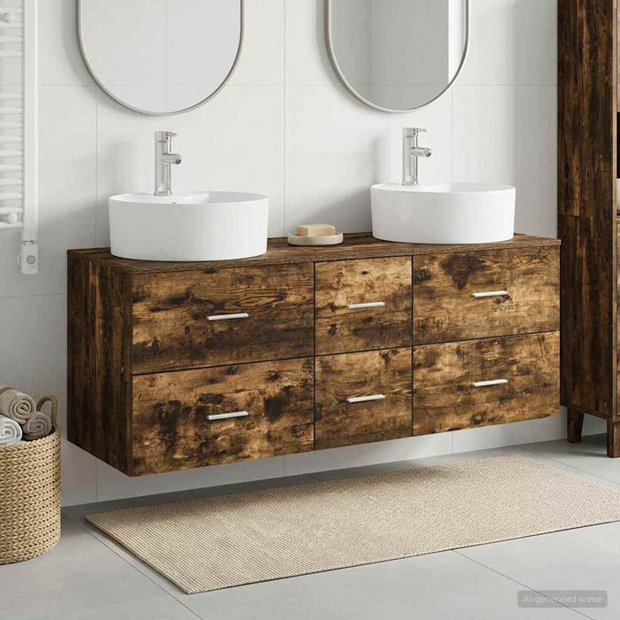Set de mobilier pentru baie 3 buc. Stejar fumuriu WALTI