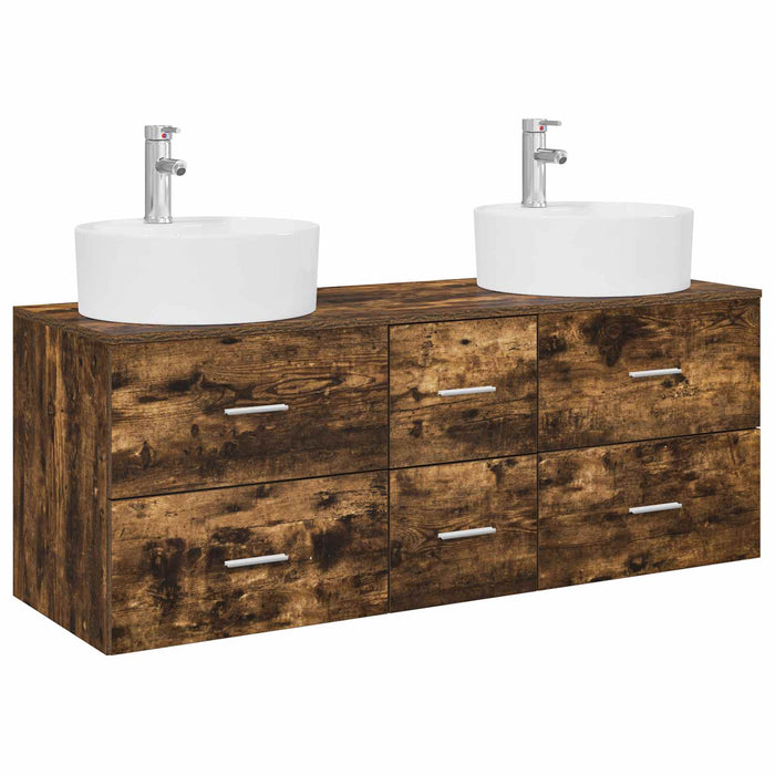 Set de mobilier pentru baie 3 buc. Stejar fumuriu WALTI