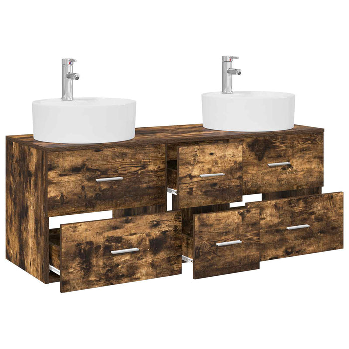 Set de mobilier pentru baie 3 buc. Stejar fumuriu WALTI