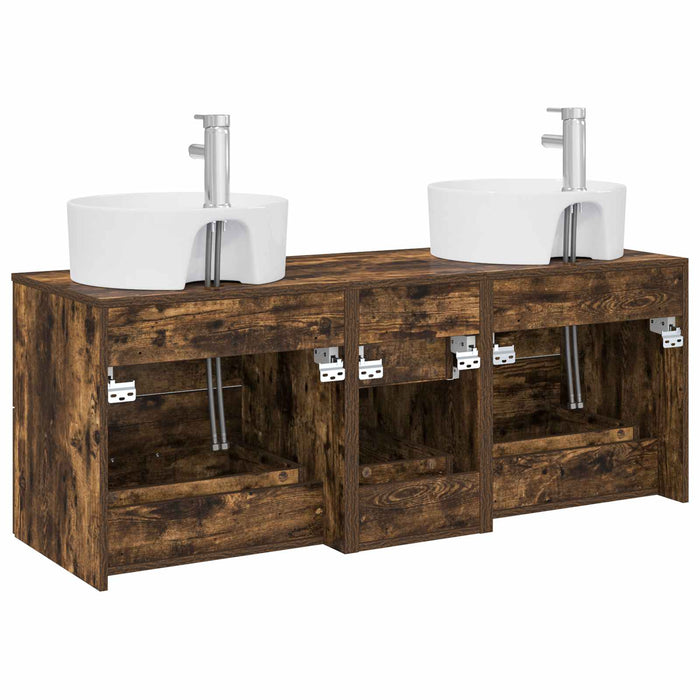 Set de mobilier pentru baie 3 buc. Stejar fumuriu WALTI