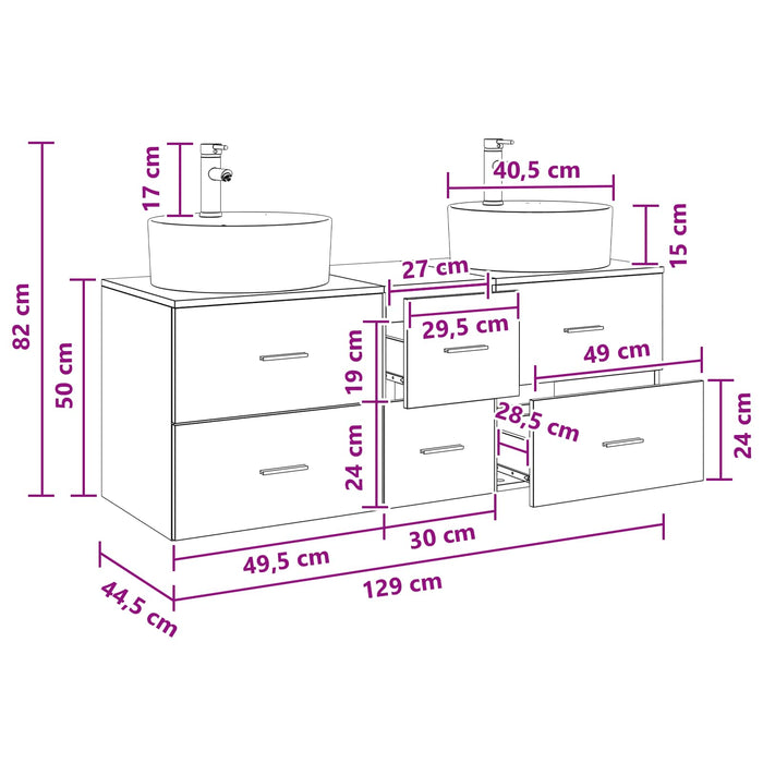 Set de mobilier pentru baie 3 buc. Sonoma gri WALTI
