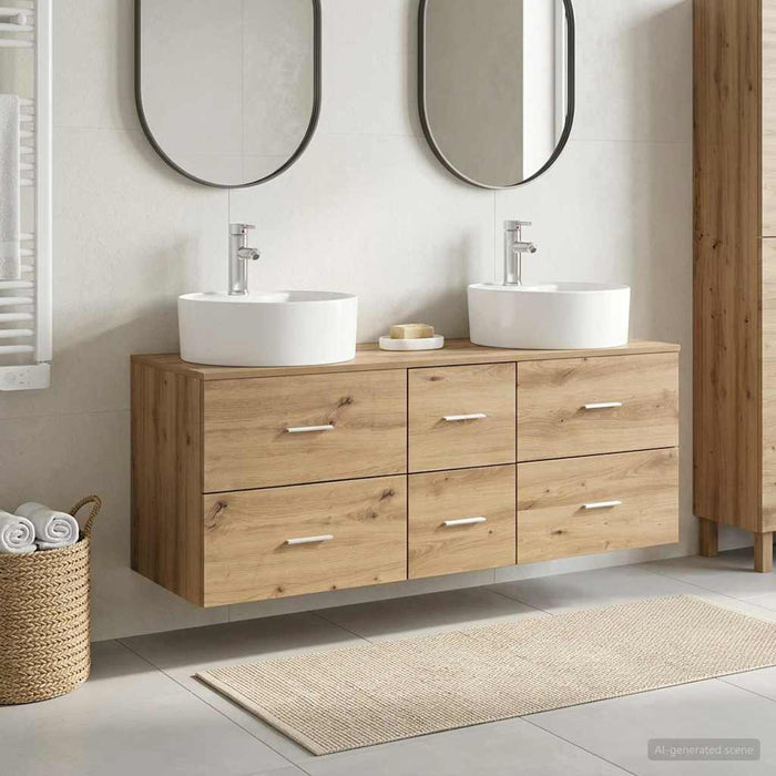 Set de mobilier pentru baie 3 buc. Stejar Artizanal WALTI