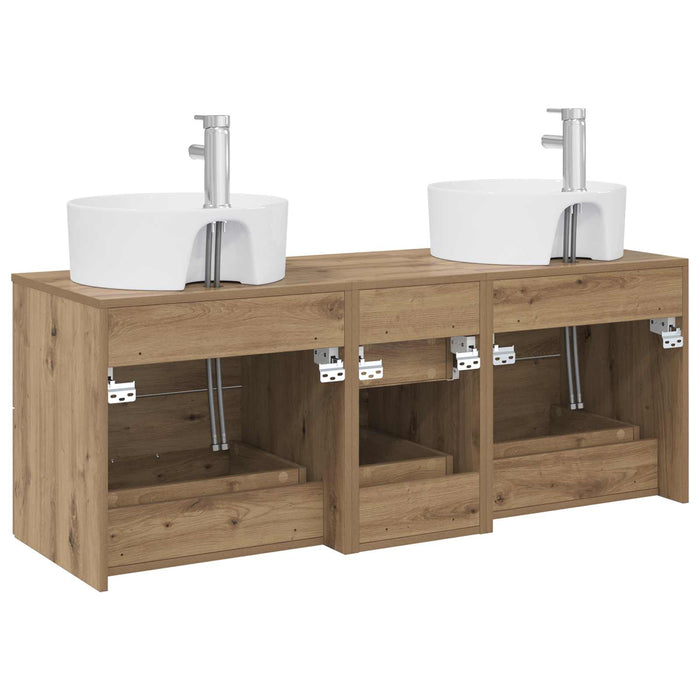 Set de mobilier pentru baie 3 buc. Stejar Artizanal WALTI