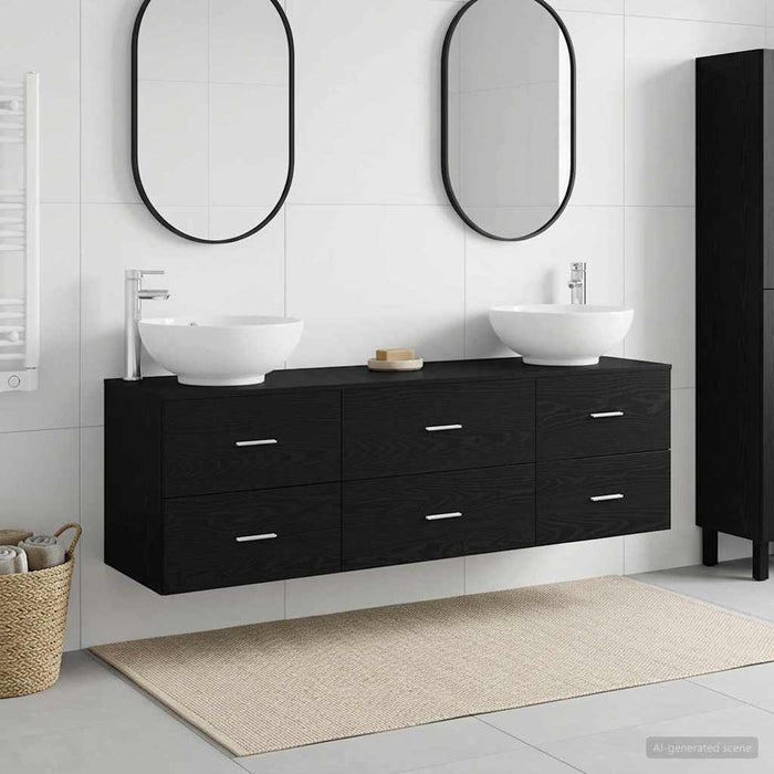 Set de mobilier pentru baie 3 buc. Negru 49,5 x 44,5 x 65 cm WALTI
