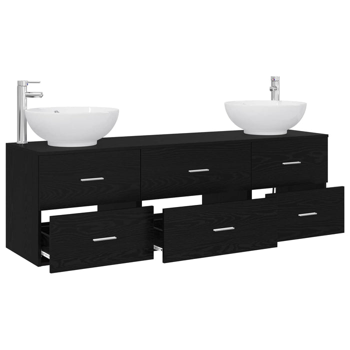 Set de mobilier pentru baie 3 buc. Negru 49,5 x 44,5 x 65 cm WALTI