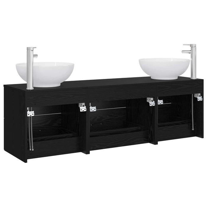 Set de mobilier pentru baie 3 buc. Negru 49,5 x 44,5 x 65 cm WALTI