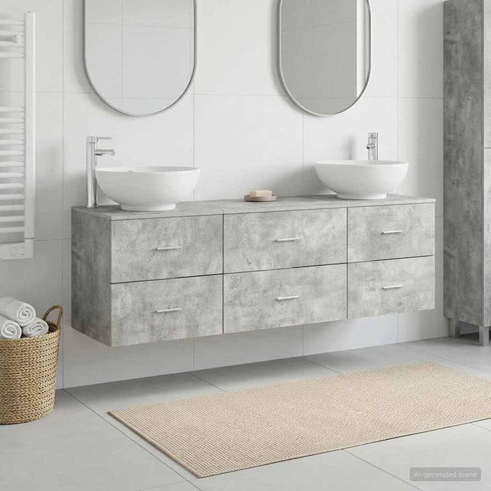 Set de mobilier pentru baie 3 buc. Gri Beton WALTI