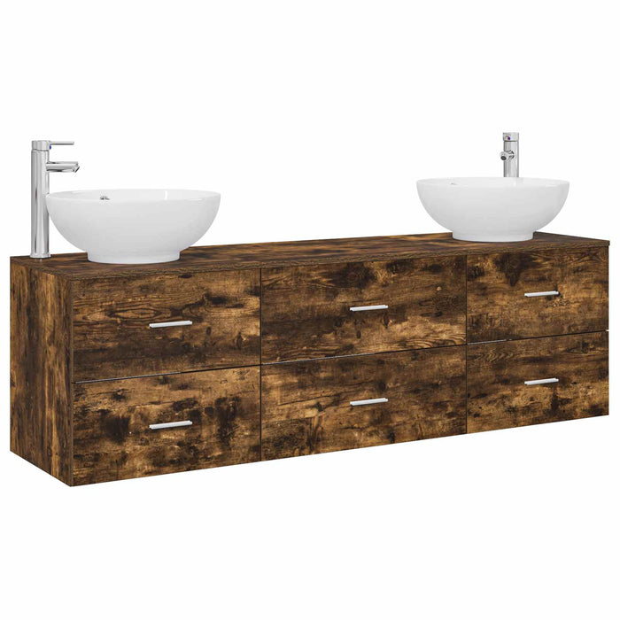 Set de mobilier pentru baie 3 buc. Stejar fumuriu WALTI