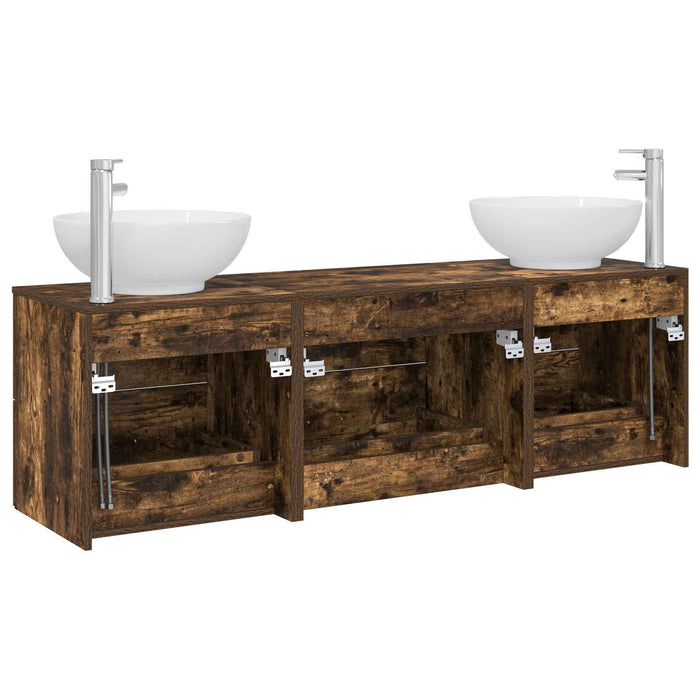 Set de mobilier pentru baie 3 buc. Stejar fumuriu WALTI