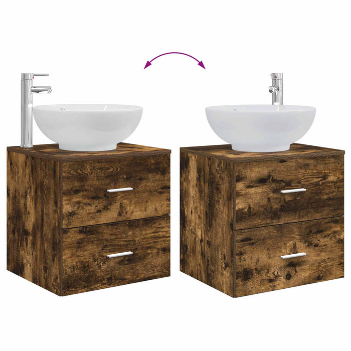 Set de mobilier pentru baie 3 buc. Stejar fumuriu WALTI