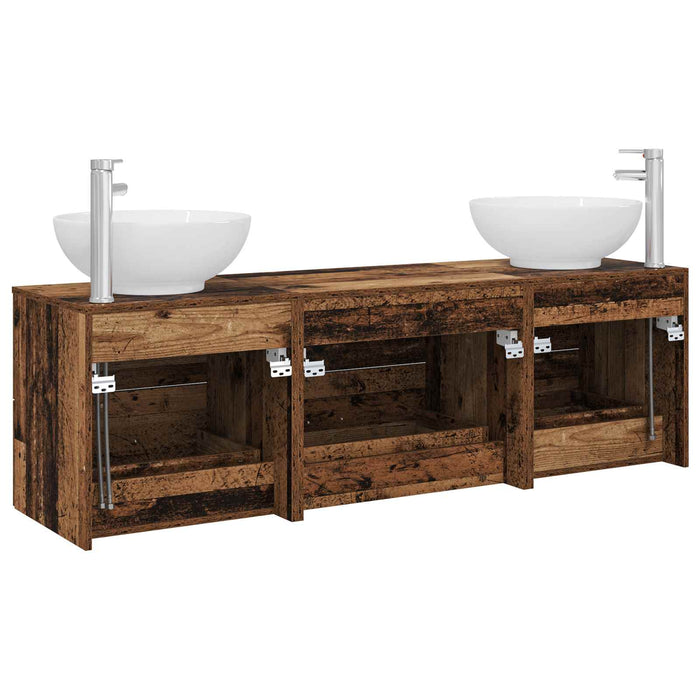 Set de mobilier pentru baie 3 buc. Lemn vechi WALTI
