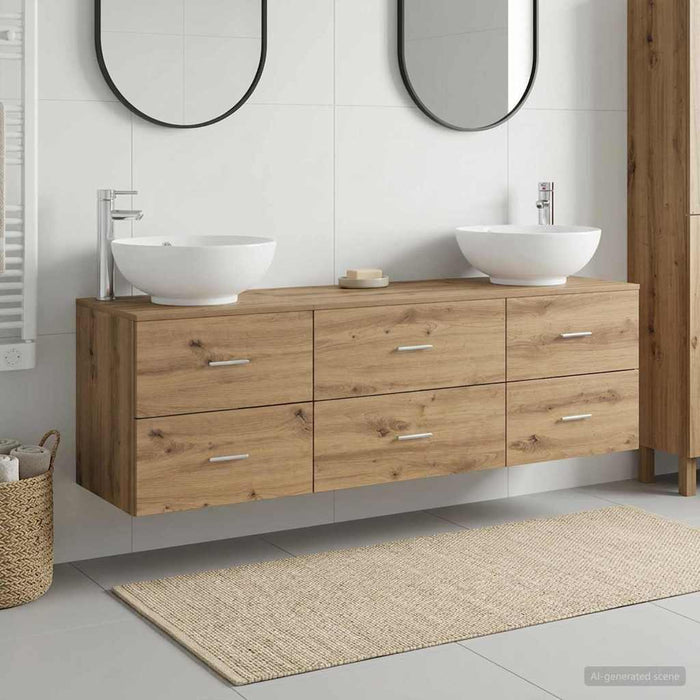 Set de mobilier pentru baie 3 buc. Stejar Artizanal WALTI
