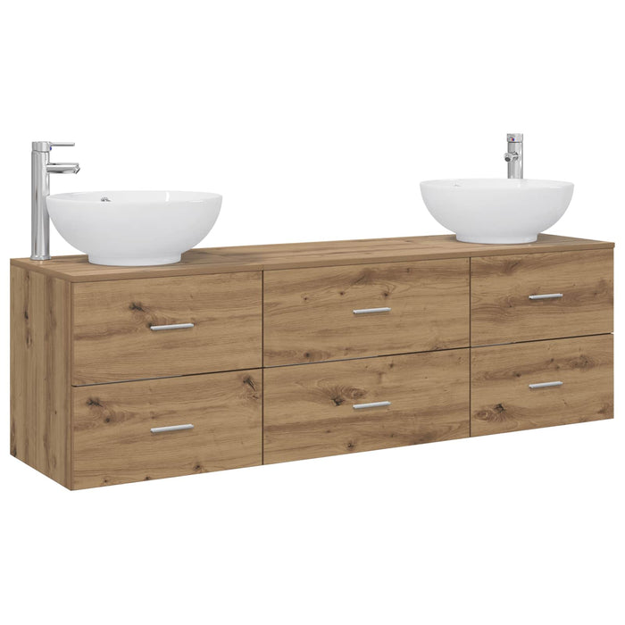 Set de mobilier pentru baie 3 buc. Stejar Artizanal WALTI