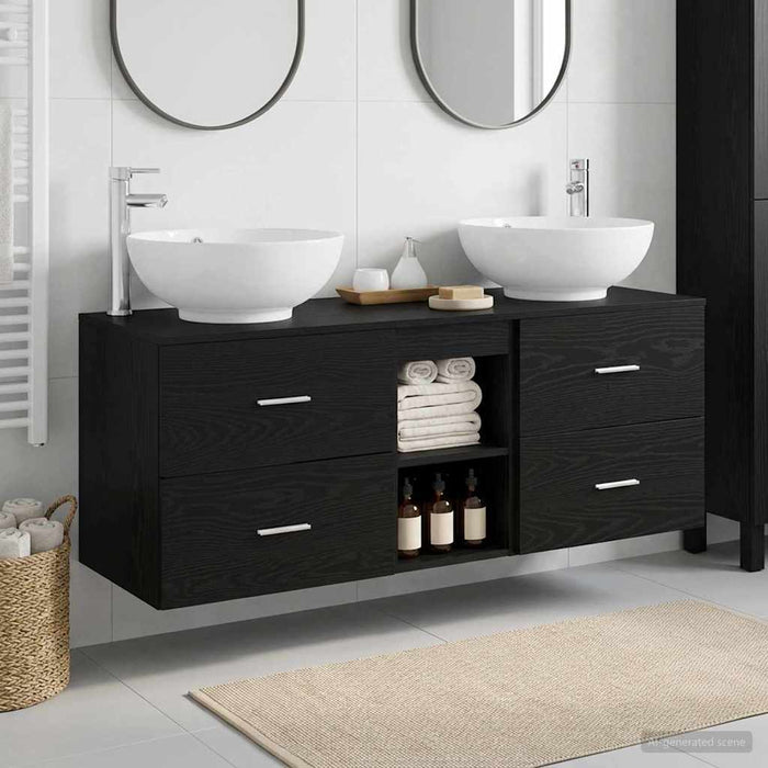Set de mobilier pentru baie 3 buc. Negru 49,5 x 44,5 x 65 cm WALTI