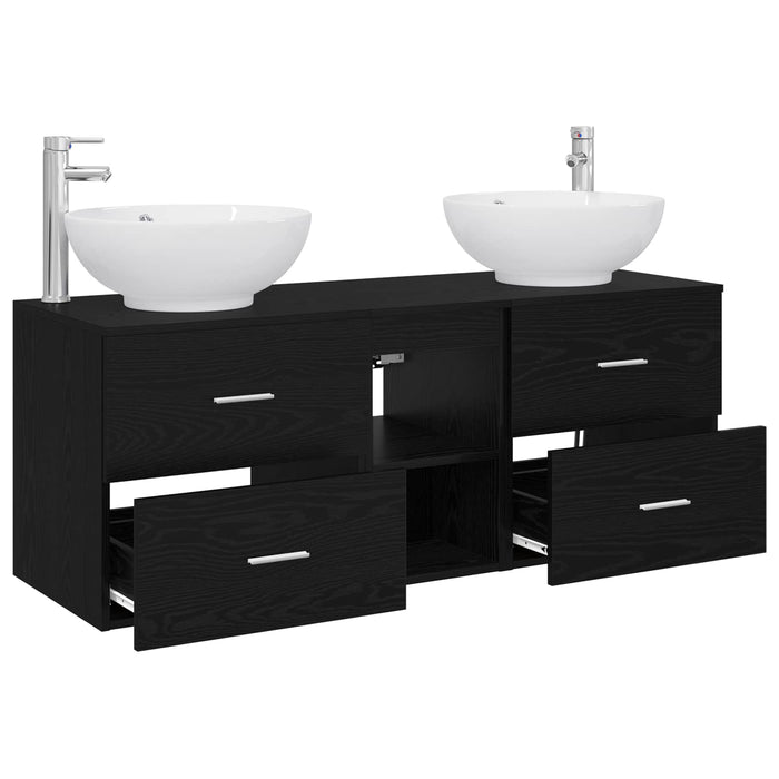 Set de mobilier pentru baie 3 buc. Negru 49,5 x 44,5 x 65 cm WALTI