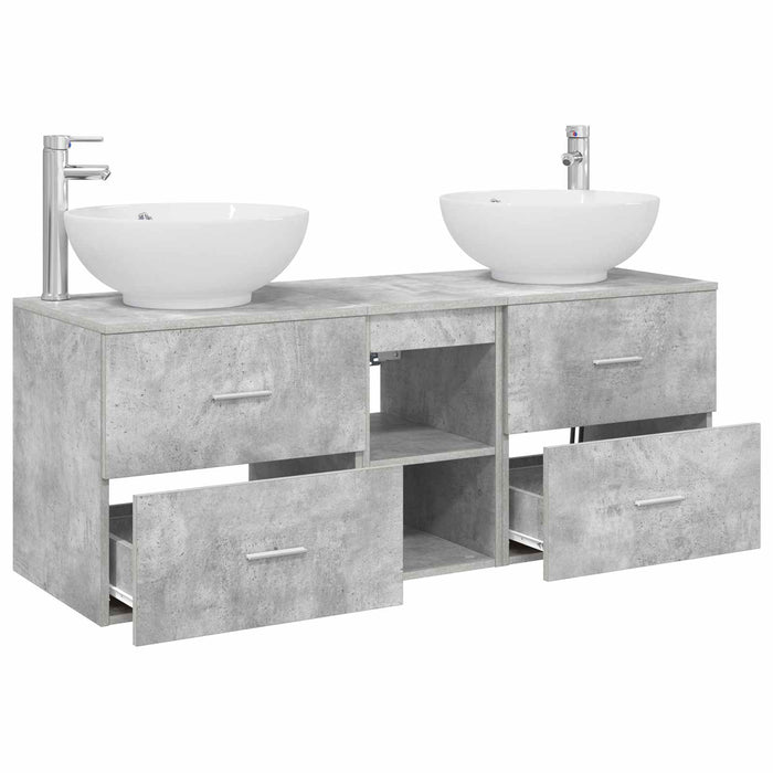 Set de mobilier pentru baie 3 buc. Gri Beton WALTI