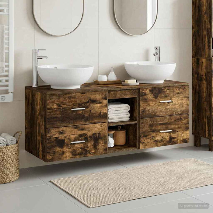 Set de mobilier pentru baie 3 buc. Stejar fumuriu WALTI