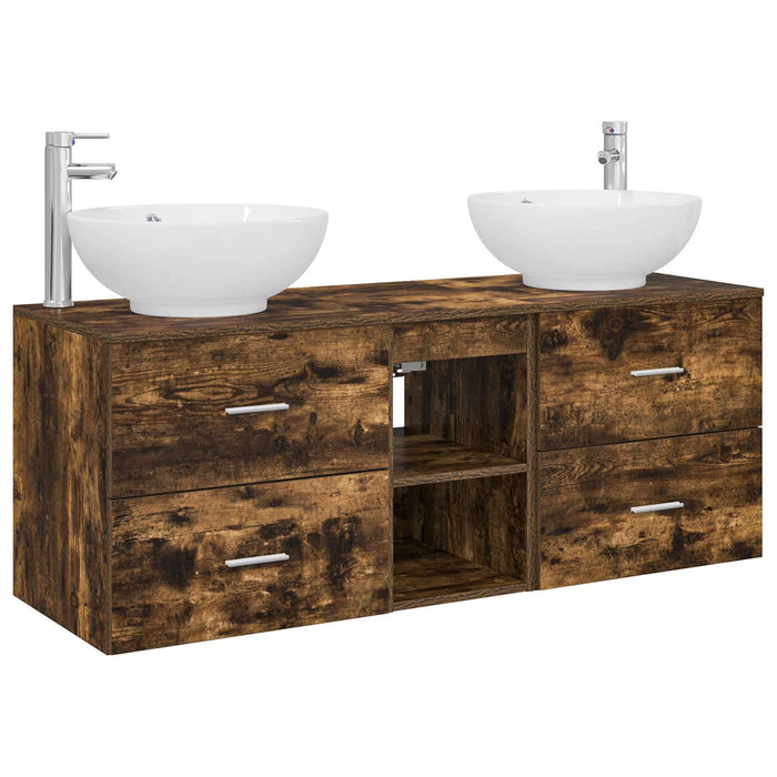 Set de mobilier pentru baie 3 buc. Stejar fumuriu WALTI