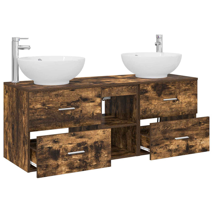 Set de mobilier pentru baie 3 buc. Stejar fumuriu WALTI