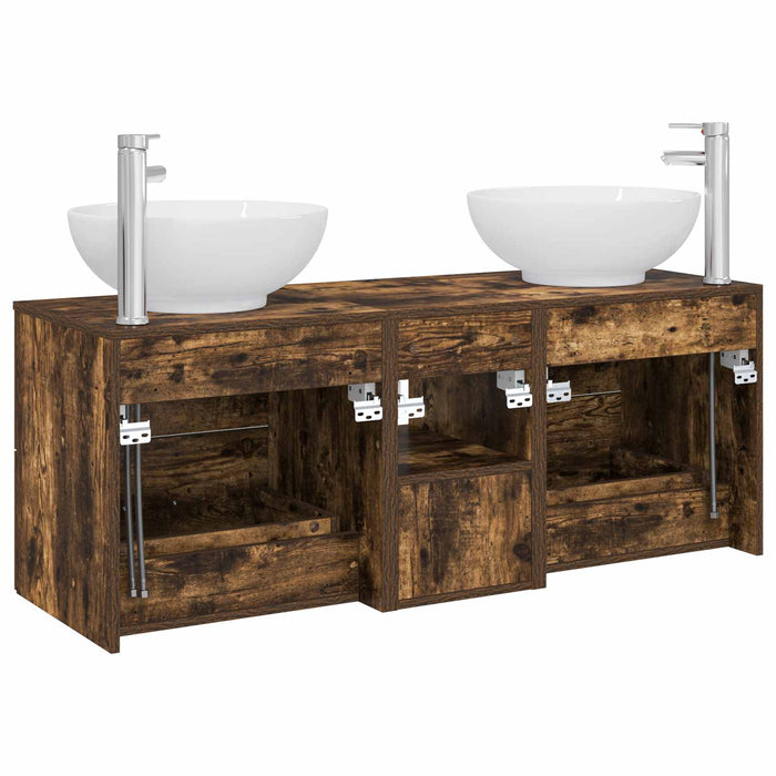 Set de mobilier pentru baie 3 buc. Stejar fumuriu WALTI