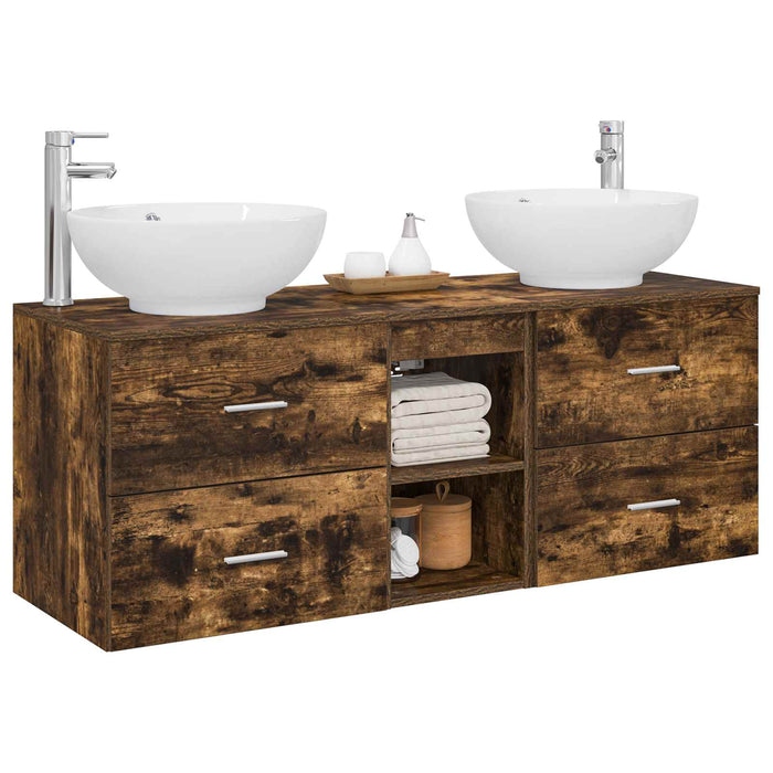 Set de mobilier pentru baie 3 buc. Stejar fumuriu WALTI